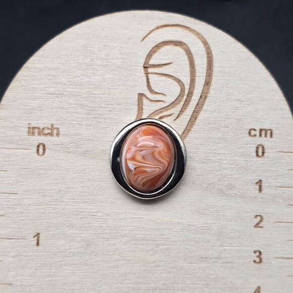 Avon 1988 Desert Sands Earrings in Box Peach Marbled Vintage Jewelry - Picture 3 of 8